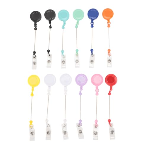12PCS Beadable Retractable Badge Clips Holder, ID Name Badge Holder, Customizable Badge with Plastic and Iron Construction, for 