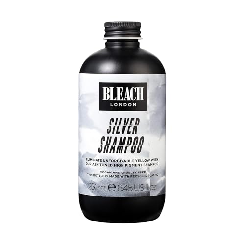 Bleach London Silver Shampoo Purple Toning Colour Correcting Formula for Brighter Blonde Hair Cleanses and Neutralises Brassy Yellow Tones Paraben and Silicone Free 250ml