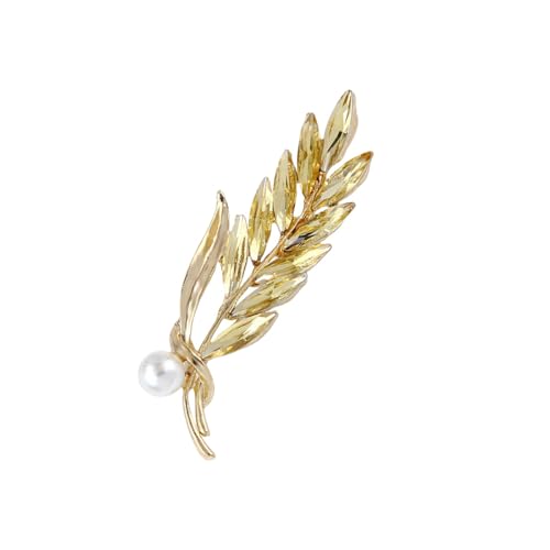 Image of Rhinestone Wheat Brooch for Women Gold Crystal Pearl Wheat Sheaf Brooch Pin Elegant Clothing Hat Bag Accessories Christmas Birthday Party Wedding Costume Jewelry