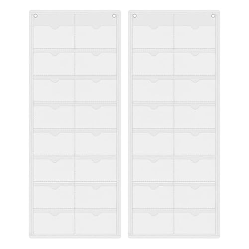 Clear Index Card Sleeve Organizer, 16 Slot Quick Access Storage System, Protective Flashcard Holder Pockets, Study Card Display 