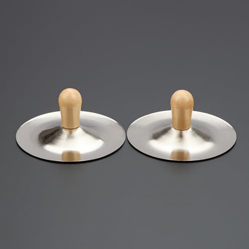 3.54\" Mini Finger Cymbals Silver Small Hand Cymbals for Belly Dance Kids Cymbals with Wooden Handle Tiny Cymbals