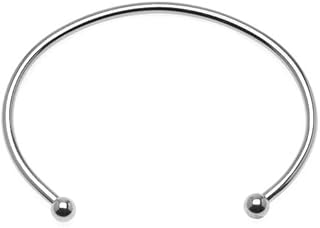 Silver Plated Bangle Cuff Bracelet For European Style Beads Screw End Large