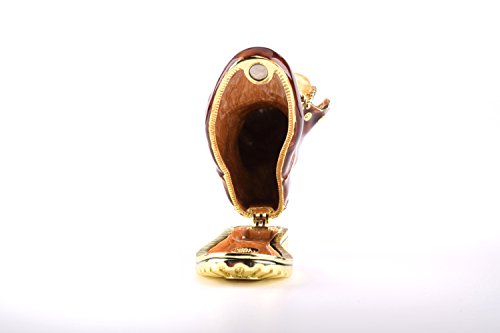 Keren Kopal Brown Shoe With Cat Trinket Box Faberge Style Decorated With Swarovski Crystals Unique Home Decor #TOP5