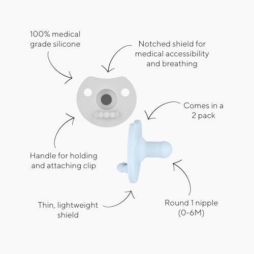 Image of Ryan & Rose Cutie PAT Pacifier Teether (Light, Blue /Grey (2 Pack))