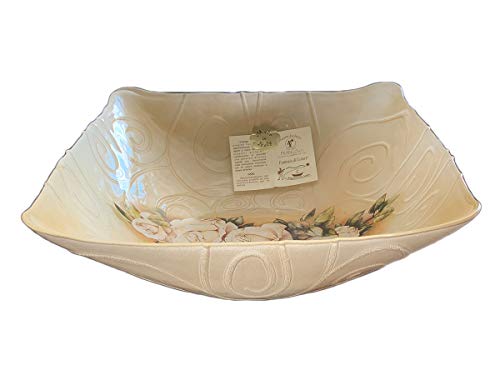 European Murano Glass Centerpiece Bowl Ivory Floral Design Modern Handmade Blown Glass