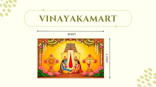 Image of Balaji backdrops Cloth for Decoration | Srinivasa Kalyanam Divine Wedding Backdrop Decoration 5x8 Feet | Lakshmi Backdrop Cloth for Decorations Pooja