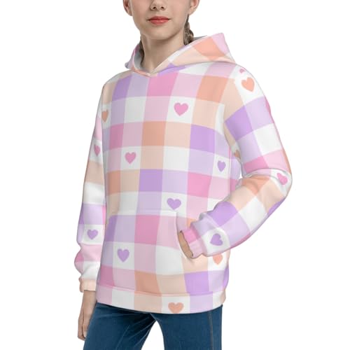 Heart Buffalo Plaid Kid Hoodies Boys Sweatshirts Girls Pullover with Pocket2
