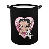 ランドリーバスケット ベティちゃん 洗濯かご バスケット 収納ボックス 洗濯物入れ 収納袋 折り畳み 丸型 大容量 撥水