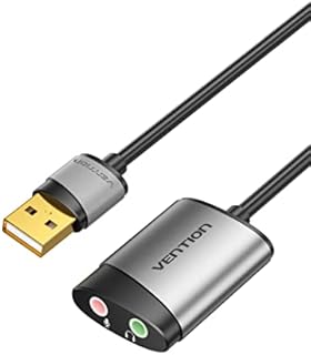 USB Audio Adapter - VENTION USB External Stereo Sound Card to 3.5mm Headphone and Microphone Jack Adapter for Windows MAC Linux PC Laptop Desktops PS5