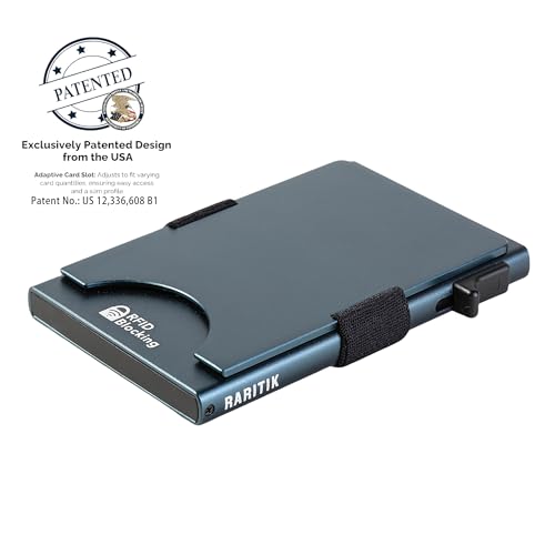 Image of Slim Card Holder Wallet for Men, Minimalist RFID Blocking Pop Up Wallet, Smart Metal Business Card Case Holds 12 Cards, Ultra-Thin Front Pocket Wallet, Gifts for Men
