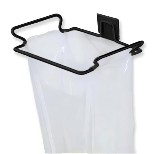Support de sac poubelle en métal pour cuisine, bureau, dortoir, poubelle suspendue, support de suspension sous armoire, crochet poubelle peu encombrant, support de sac pour sacs en plastique, noir