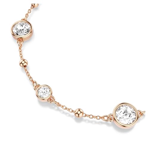 Swarovski Imber bracelet, Round cut, White, Rose gold-tone plated4