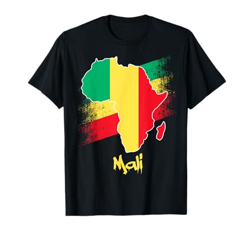 Carte de l'Afrique du drapeau du Mali Love Mali Africa Map T-Shirt