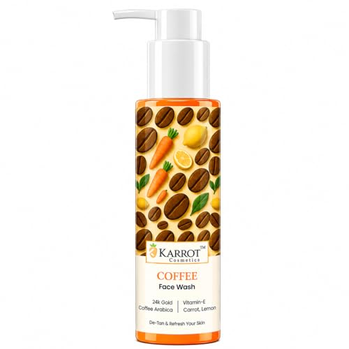 Image of KARROT Coffee De-Tan Face Wash for Oily Skin | Deep Cleansing Face Cleanser for Tan Removal, Oil Control & Glowing Skin | Brightening Facial Wash with Coffee, Lemon & Vitamin E | Men & Women - 100ml