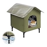 Picture of Becuddler Large Cat House for Outdoor Cats Weatherproof, Indestructible Feral Cat House for Outside, Waterproof Elevated Kitty Pet House with Soft Pad, Extra Roof Cover, Easy Assembly, Barn, Porch