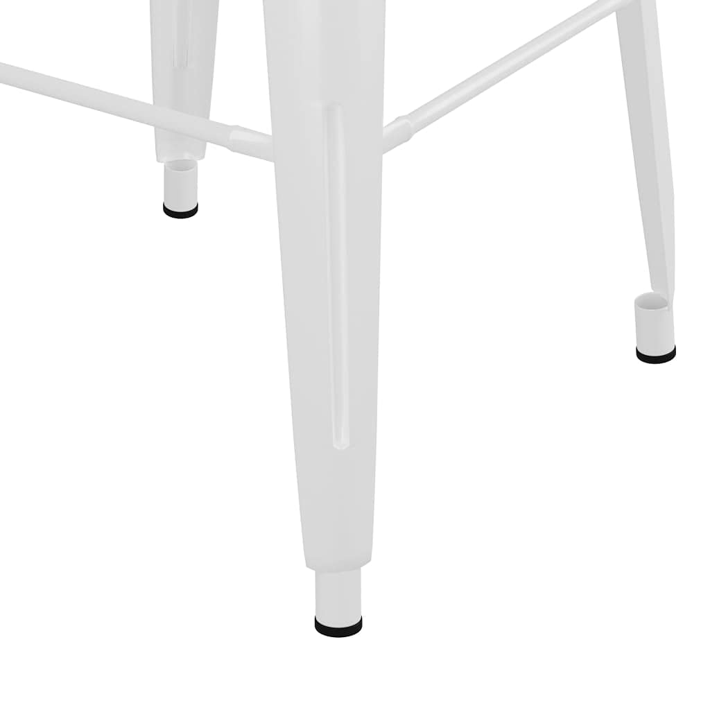 Juego de 5 barras blancas con mesa de comedor y taburetes de metal apilables para cocinas modernas, salón o gastronomía, ahorra espacio, extensible, resistente, fácil de limpiar