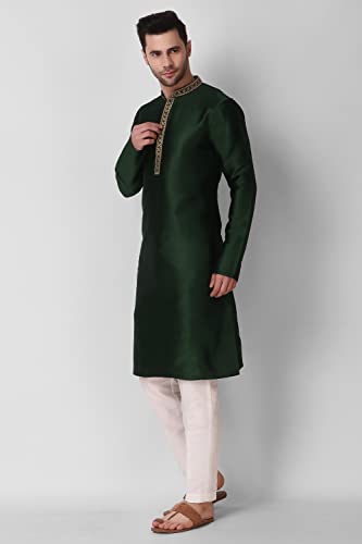 Elina fashion Men's Art Silk Kurta Pajama (Bottom) Embroidered Set - Designer Indian Diwali Traditional Ethnic Wear4