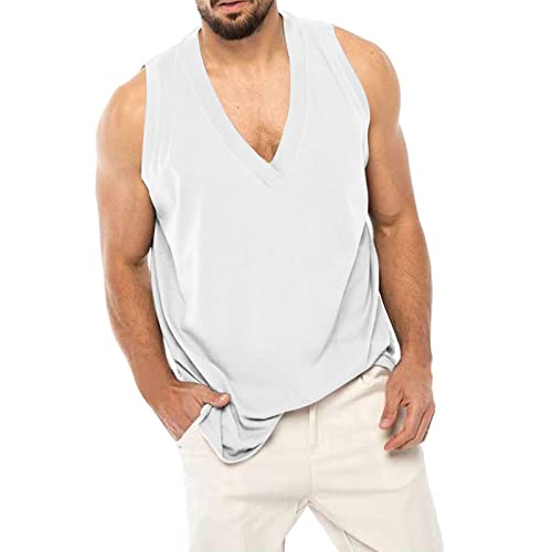 Kbndieu Men's Pullover Tank Tops Perspective Breathable Sleeveless Tshirts Wide Shoulder Muscle Vest Round Neck Shirts #TOP2
