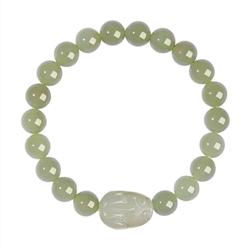 Pulsera de jade natural de 10 mm con cuentas redondas de piedra Hotan genuina