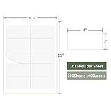 18163 Labels 2x4 Printable White Blank Shipping Labels Stickers 1000 Blank Label Paper for Laser & Ink Jet Printers, Gift DIY Wedding Party Labels (100 Sheets)
