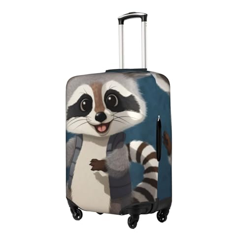 FEMOS Cute Raccoon - Travel Suitcase Cover Elastic Luggage Covers Trolley Protector Cover Fits 18-32 Inch Luggage2