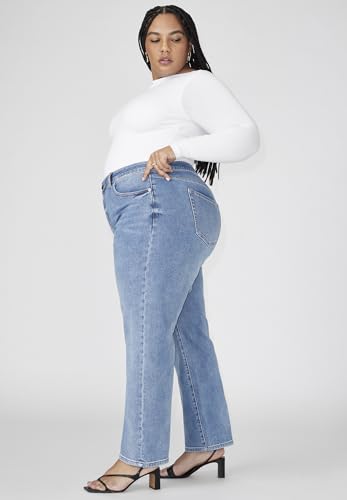ELOQUII Women's Plus Size The Naomi Comfort Stretch Straight Leg Jean2