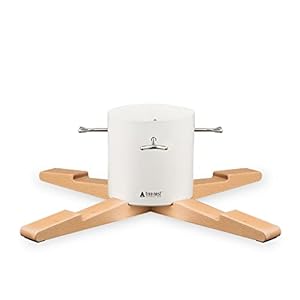 Tree Nest Design kerstboomstandaard Pine Christmas – boomhoogte tot 3 m, stamdiameter 13 cm, waterreservoir voor 3,2 l water, wit, hout en metaal