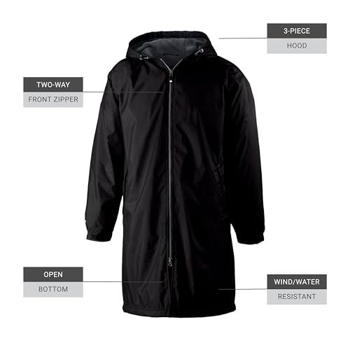 Holloway Men's Conquest Knee-Length Jacket – Warm-Up Wind/Water-Resistant Outerwear, Hooded & Adjustable Fit4