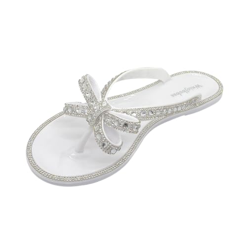 Image of Womens Flat Sandals Jelly Flip Flops Crystals Rhinestones Bow Knot Glitter Sandals