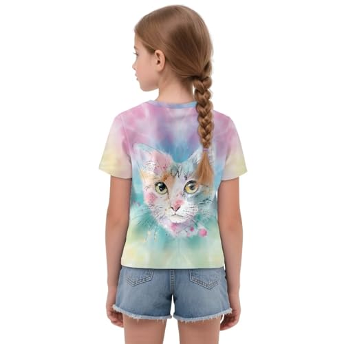 Girls Tie Front Top Summer Short Sleeve T Shirts Crewneck Tees for Kids Toddlers, 5-12 Years2