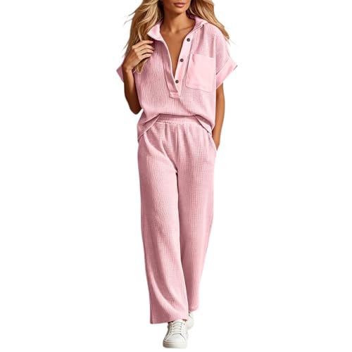 Ensemble deux pièces femme combinaison d'été pantalon large et haut manches longues