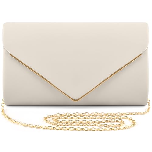 ERKOON Leather Clutch Bags for Women Evening Bag with Detachable Strap Prom Handbag Formal Party Clutches Wedding Purses Cocktail Promenade Shoulder (Nude)