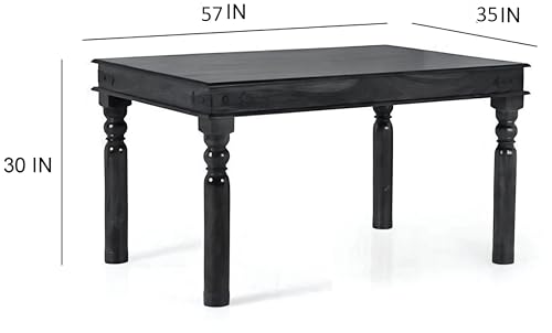 Image of Loonart Solid Sheesham Wood 6 Seater Dining Table Set | Traditional Solid Wood Dining Table with Chairs | Handmade Furniture for Home Kitchen & Dining Room (Premium Walnut Finish) |