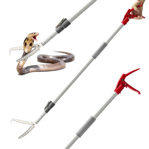 ZeyaHuanMao Retractable Snake Grabber, Aluminum Alloy Snake Tongs 55"-89"