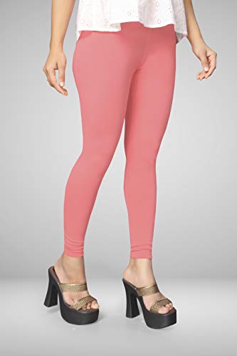 Image of Women's Cotton Skinny Leggings with Ankle Length Solid Pattern Mid Rise and Elastic Closure | Cotton Skinny Leggings for Womens