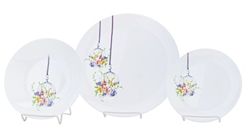 Luminarc"Flore" Unbreakable Tempered Glass 18-Pcs Dinnerware Set, White Dinner Dish Set, Dinner Plates #TOP14