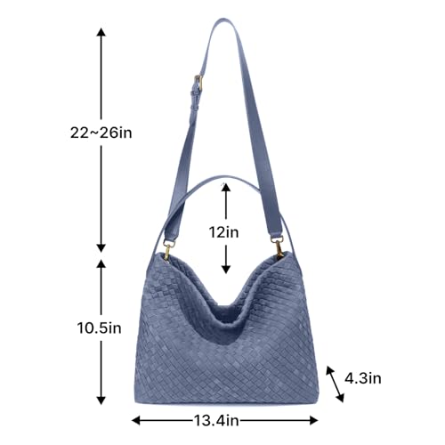 Image of Suede Woven Tote Bag for Women, Hobo Shoulder Bag for Work Travel