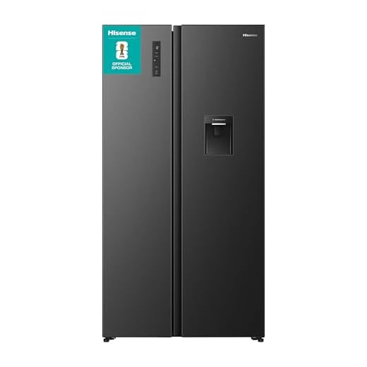 Hisense PureFlat 541L American Fridge Freezer RS3P558NMFD with Non-Plumbed Water Dispenser, Black Stainless Steel - D Rated