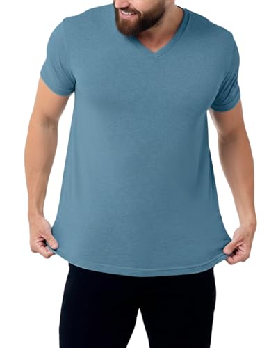 Image of Men's V-Neck T-Shirt Fitted Short Sleeve Soft Cotton Vneck Tees S-2XL