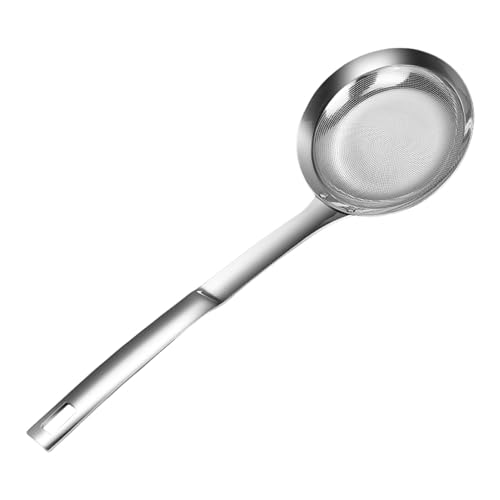 Scolapasta con manico – Cucchiaio per friggere in acciaio inox | Colino a maglia fine con manico | Colino multifunzione per alimenti, per tagliatelle, grasso, sugo | Colino per cucina