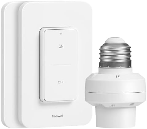 treewell Remote Control Light Bulb Socket, 200FT Range Wireless Light ...