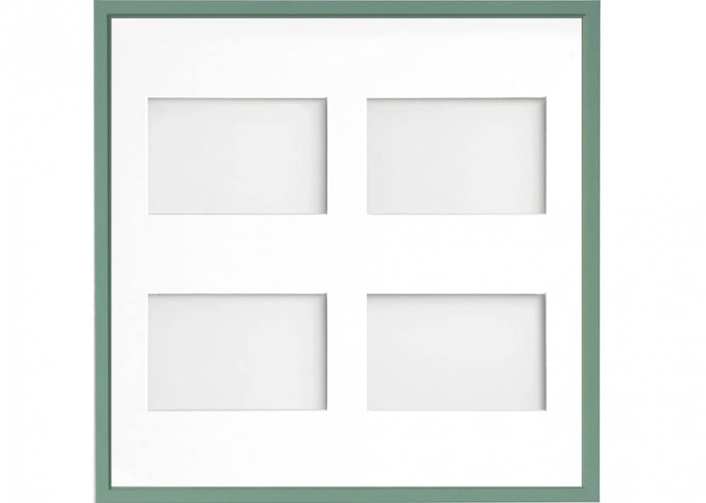 Frame Company Drayton Multi Aperture Photo Frame, Green, 40x40cm for 6x4 inch (x4)
