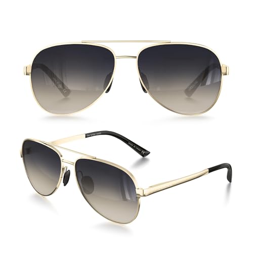 Image of LUENX Aviator Sunglasses for Women Men Polarized Lens Trendy Sun Glasses - UV 400 Protection 60MM with Accessories Driving