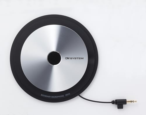 OM SYSTEM Olympus ME33 Table Top Conference Meeting Omni-Directional Microphone with Daisy Chain Capabilities, Black and Silver