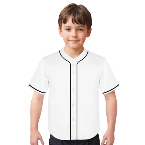 Slvriog Camiseta infantil de beisebol com botões para meninos e meninas, camisetas esportivas simple