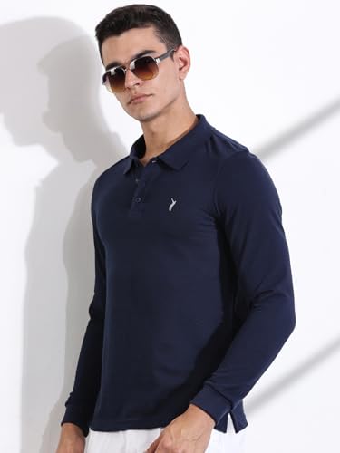 Image of Thomas Scott Men's | Solid | Full Sleeve | Regular Fit | Cotton Blend | Polo Collar | Casual Tshirt