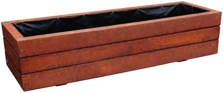 FKL DESIGN Home Deco Jardinera de Madera Jardinera terraza jardín 14 litros Totalmente montada D6 Nogal (Longitud 90 cm)