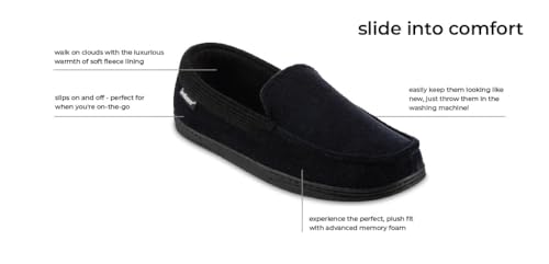 isotoner Men's Microterry and Waffle Travis Moccasin Slippers With Memory Foam Insole and Durable Rubber Outsole2