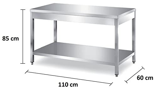 ZeroInox Tavolo in Acciaio Inox con sottopiano