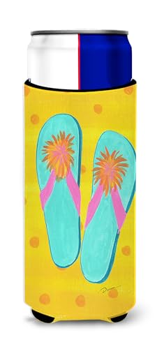 Flip Flops yellow Ultra Beverage Insulators for slim cans